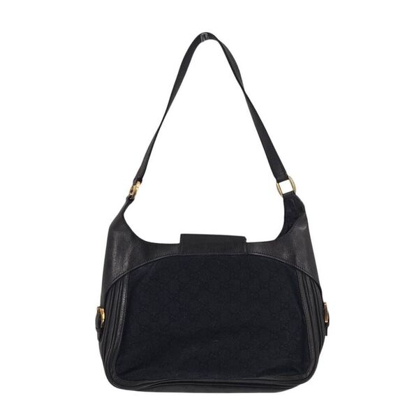Rare Vintage Gucci Black Monogram Canvas Handbag with 24KT Gold Hardware | Circa - Picture 2 of 6